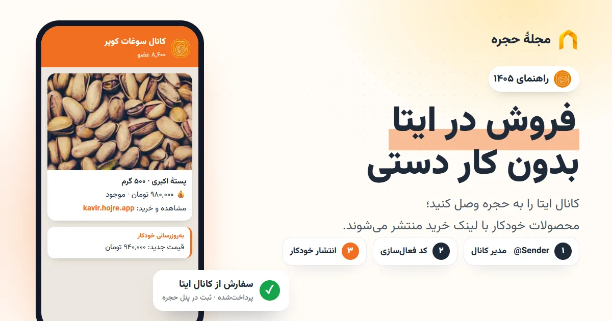 فروش در ایتا با حجره؛ انتشار خودکار محصول در کانال ایتا